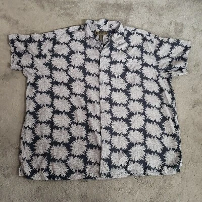 Camisa de seda George Foreman 5X para hombre manga corta negra floral complejo vacacional Foto 1 de 4