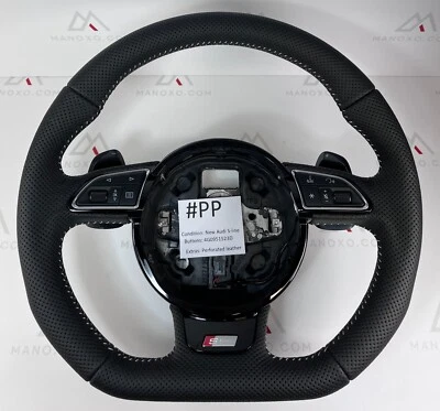 AUDI S4 RS4 A5 S5 RS5 FONDO PLANO COMPLETO CUERO PERFORADO VOLANTE #PP Foto 1 de 4