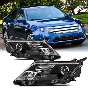 For 2010-2012 FORD FUSION Headlight Assembly Black Housing Pair - Picture 1 of 7