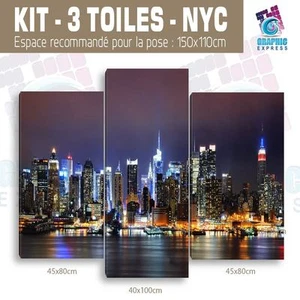 130x100cm- Kit 3 DIPINTI STAMPATO QUADRO DECORAZIONE - NEW YORK-NY-01 -3T01 - Foto 1 di 23