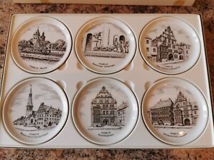 Vintage Coasters West German Furstenberg Porzellan  Set Of 6 Porcelain In Box