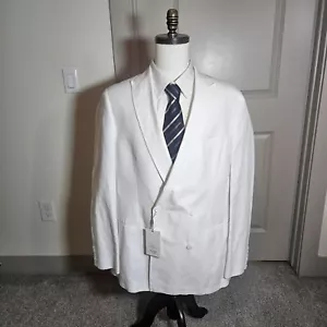 $260 NWT Murano XLT Baird McNutt Linen Blazer Jacket Men White Doublebreasted - Picture 1 of 22