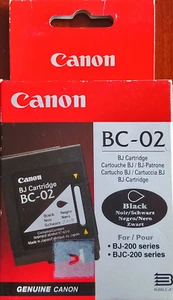 Canon BC-02, Black - BJ-200 BJ-100 BJ-210 BJC-240, NEW / OVP Original Genuine - Afbeelding 1 van 6