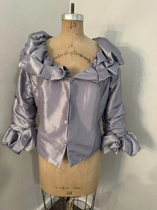 Demetrios Bridal Wedding Silver Crystal Button Jacket Size 12 - Picture 1 of 9