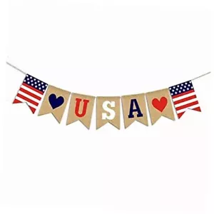 USA Banner 4th of July Banner Memorial Day Banner Patriotic Garland for USA - Picture 1 of 6