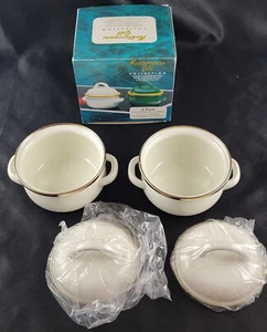 2er-Pack Überzogene Suppe Auflauf Schüssel Topf 0,5 Quart Mittelmeer Gold Sammlung - Bild 1 von 14