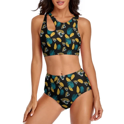 Jacksonville Jaguars 2-piece Swimsuit Womens Print Beach Swimwear with Chest Pad Cover