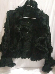 Abrigo de piel de conejo tejido negro talla pequeña o blanco con etiquetas - Imagen 1 de 7