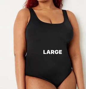vs PINK swim ONE PIECE SUIT IN BLACK SIZE LARGE WITH SCOOP NECK NEW WITH TAGS - Picture 1 of 9