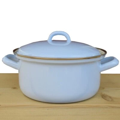 Riess Emaille Kochtopf 18 cm blau Topf mit Deckel Kasserolle Bratentopf 1,5 l - Bild 1 von 3