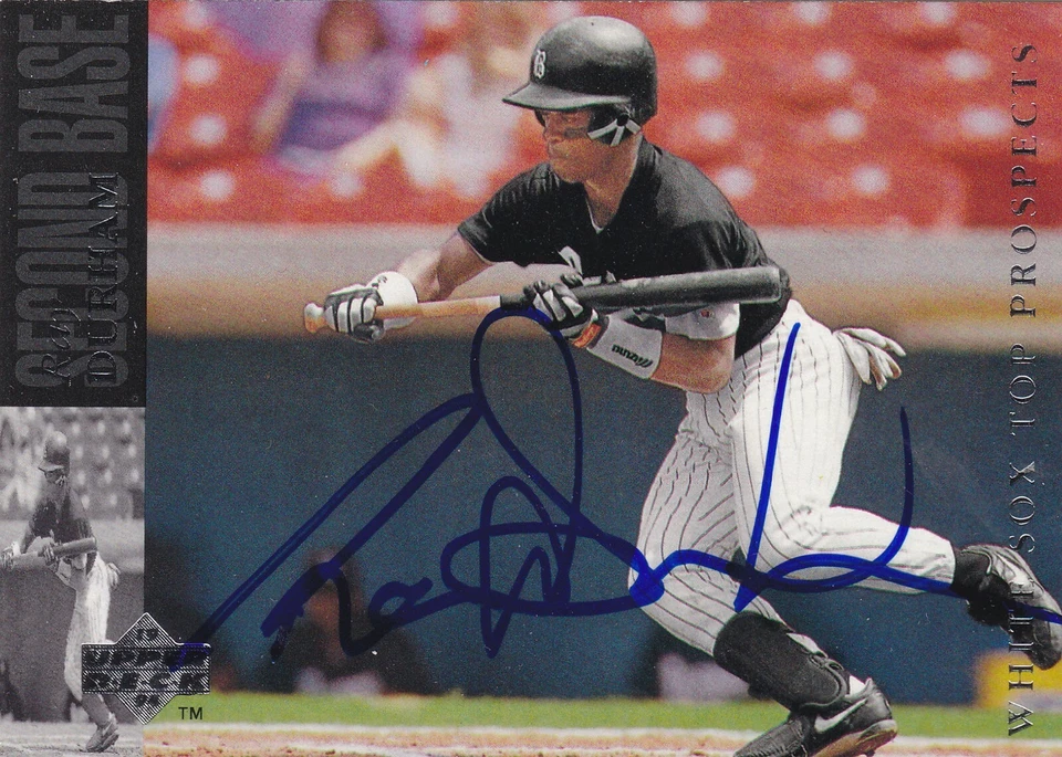 RAY DURHAM BIRMINGHAM BARONS SIGNED CARD CHICAGO WHITE SOX GIANTS OAKLAND A'S - Image 1 of 1