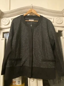 'BLACK PEPPER' SIZE 18 XXL silver & BLACK PRINT LINED JACKET coat ladies - Picture 1 of 5