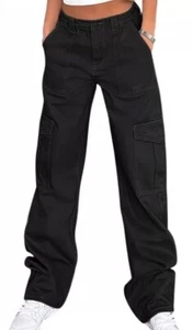 Lepunuo Cargo Pants for Women High Waisted Casual Pants Baggy Stretchy Wide Leg - Picture 1 of 4