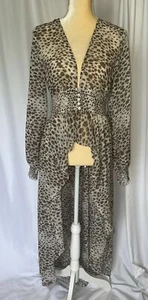 Forever 21 Langarm Animal Print High Low transparente Bluse Gr. XL - Bild 1 von 13
