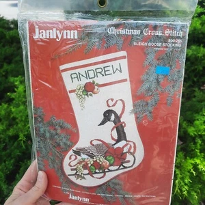 Medias de ganso trineo vintage Janlynn punto de cruz de Navidad (00-285) - selladas - Imagen 1 de 3