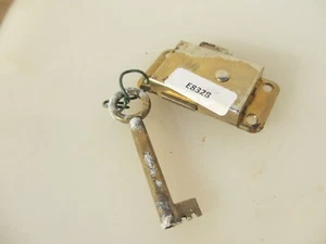 Vintage Metal Cabinet Lock Catch Cupboard Chest Drawer Bolt Iron Key Old - Picture 1 of 8