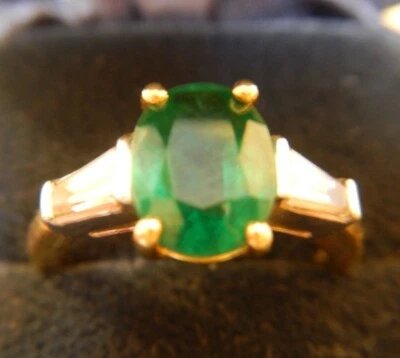 TIFFANY изумруд/бриллиант кольцо комплект в 18K золото и платина - Изображение 1 из 4