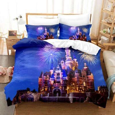 Castle Disneyland Fireworks Duvet Quilt Cover Bedding Set Queen Pillowcase - Image 1 of 4