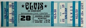 Elvis Presley Concert Ticket 1977 Orig Mint Unused Savannah GA Sept 28 B RARE! - Picture 1 of 2
