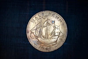 Great Britain 1941 1/2 Half Penny KM844 Bronze **XF** #GD - Picture 1 of 2