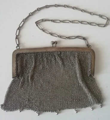 Borsetta in maglia d'argento primi del '900 - peso 171 g. - Immagine 1 di 4