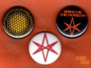 Set of three 1" Bring Me the Horizon pins buttons band group - Picture 1 of 2