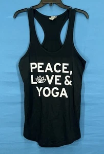 Nwt PEACE LOVE & YOGA Black JERSEY KNIT Pullover RACERBACK Active Gym TANK TOP S - Picture 1 of 5