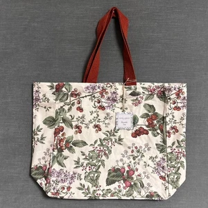 Laura Ashley Tote Bag Fall Floral Berries Canvas Reusable Shopping Cottage Boho - Picture 1 of 8