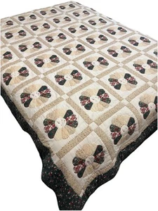 Vintage Grandma’s Flower Garden Hand Pieced - Hand Sewn & Partially Hand Quilted - Picture 1 of 9