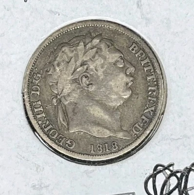 1818 GRANDE MOEDA BRITÂNICA BRITÂNICA DE UM XELIM ~BOA APARÊNCIA~ - Imagem 1 de 4