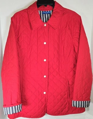Karen Scott Sport женщин L красный выстеганный сарая куртка кнопки манжеты рукава - Изображение 1 из 4