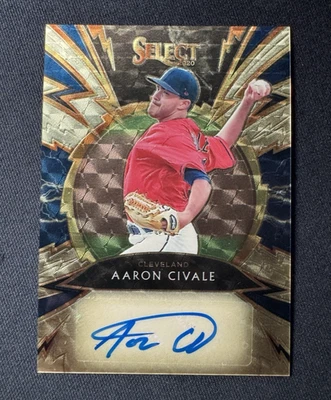 2020 Panini Select - Aaron Civale Prizm Sparks Superfractor Gold Vinyl 1/1 - Image 1 of 3