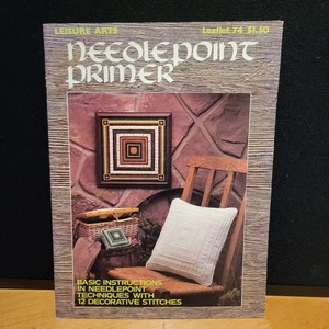Needlepoint Primer Book/Leaflet from Leisure Arts Basic Instructions w. 12 Stitc - Picture 1 of 2