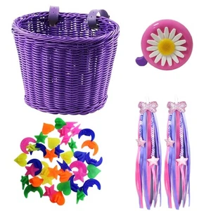 Girls Bike Basket Kids Bicycle Basket with Bike Bell,Bike Streamers,Bike Spok... - Picture 1 of 7