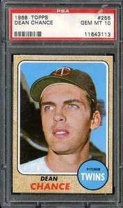 1968 TOPPS #255 DEAN CHANCE PSA 10 TWINS - Picture 1 of 2