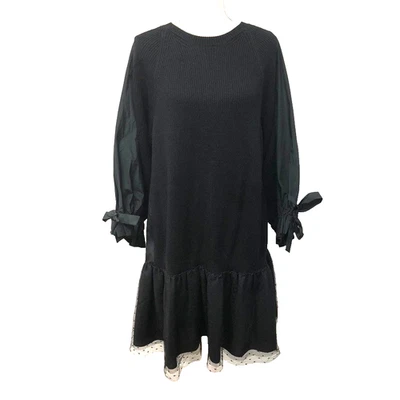 Vestido Suéter Rojo de Lana Valentino Para Mujer Grande Negro Manga Campana Romántico Boho Foto 1 de 4