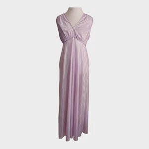 Vintage Damen Nylon Lavendel Negligee Empire Taille Lang Nachthemd FEHLENDE ETIKETT - Bild 1 von 14