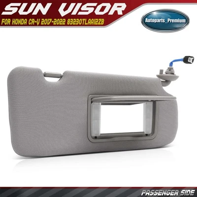 Gray Right Passenger Side Sun Visor with Mirror & Light for Honda CR-V 2017-2022 - Image 1 of 4