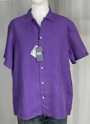 Polo Ralph Lauren XLarge Hombres Ajuste Clásico Lino Manga Corta Camisa Abotonada Nueva Foto 1 de 3