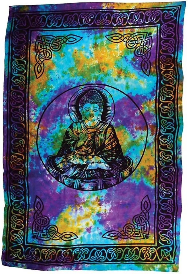 ENORME 6' x 9' Tie Dye BUDDHA Tapiz Manta Colgador de Pared Foto 1 de 1