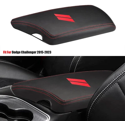 Cubierta de reposabrazos de consola central de cuero para Dodge Challenger 2015-2023 protector Y6 Foto 1 de 4