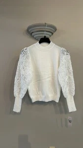 Neu mit Etikett Nanette Nanette Lepore Soutache Pullover mit Häkelärmeln Größe Large - Bild 1 von 4