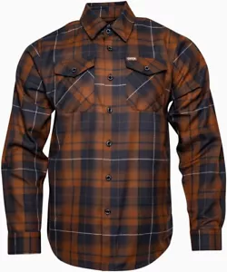 NEW IN BAG DIXXON FLANNEL LARGE "BOROUGHS" SHIRT MENS L NIB BROWN BLUE - Picture 1 of 7