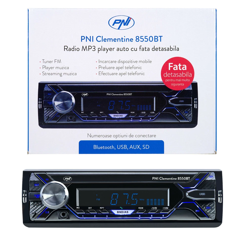 Auto MP3-Player PNI Clementine 8550BT Front abnehmbar 4x45w 12V 1 DIN mit S