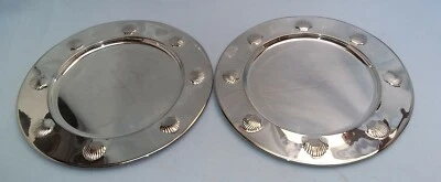 Serviertablett Edelstahl rund 2 Stück Servierplatte silber B 891 - Bild 1 von 4