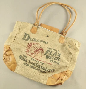 Backroads Textile Women's Leather and Beige Canvas Tote/ Purse - Picture 1 of 9