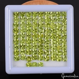 Kissen 4 mm hinreißende Farbe & Full Fire Natural Green Peridot Pakistan 84 Stück/26 Karat - Bild 1 von 5