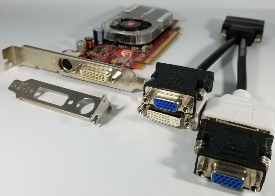 Barco AMD ATI FireMV MXRT 2150 DMS-59 DVI VGA Adapters Video Graphics Card Win 7 - Image 1 of 4