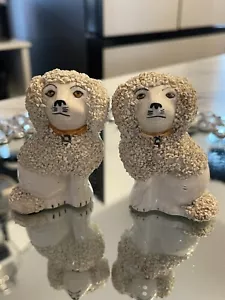 Staffordshire Pudelfiguren Konfetti Reis Hund Porzellan 2er Set - Bild 1 von 11