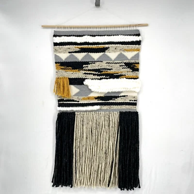 Macramé Vintage Colgante de Pared Bohemio Hogar Tapiz Arte de Pared 35" x 18" Foto 1 de 4